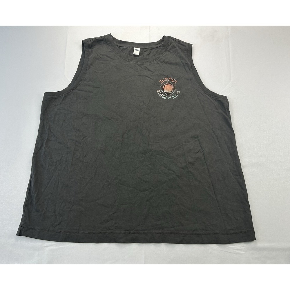Old Navy XXL Tall Faded Black Tank Top Summer Graphic Beach Washed Tee